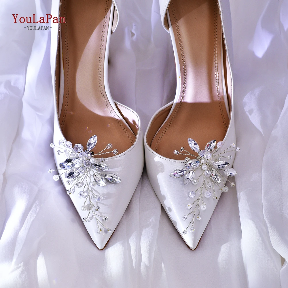 

YouLaPan Bling Crystal Bride Shoe Clips Accessories Removable Wedding Metal Clamp Women High Heel Charms Jewelry Ornaments HX59