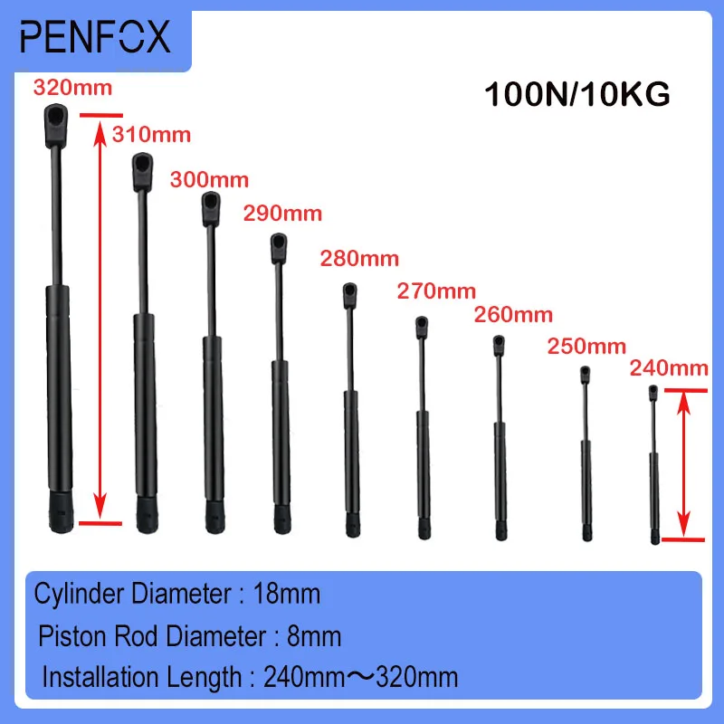 1 PC 240mm-320mm 100N/10KG Uniwersalne drążki kolumny samochodowej Amortyzator gazowy Hydrauliczny wspornik podnośnika Drążek kolumny meblowej