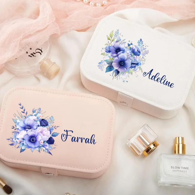 1 Stück personalisierte Schmuckschatulle mit Namen und lila Blumen, Muttertagsgeschenke, Weihnachtsgeschenke, Geburtstagsgeschenke, Schmuckaufbewahrung