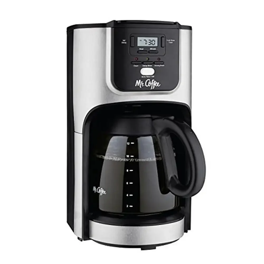 

12-Cup Stainless Steel Programmable Drip Coffee Maker Brew Strength Selector Auto Pause Shut Off