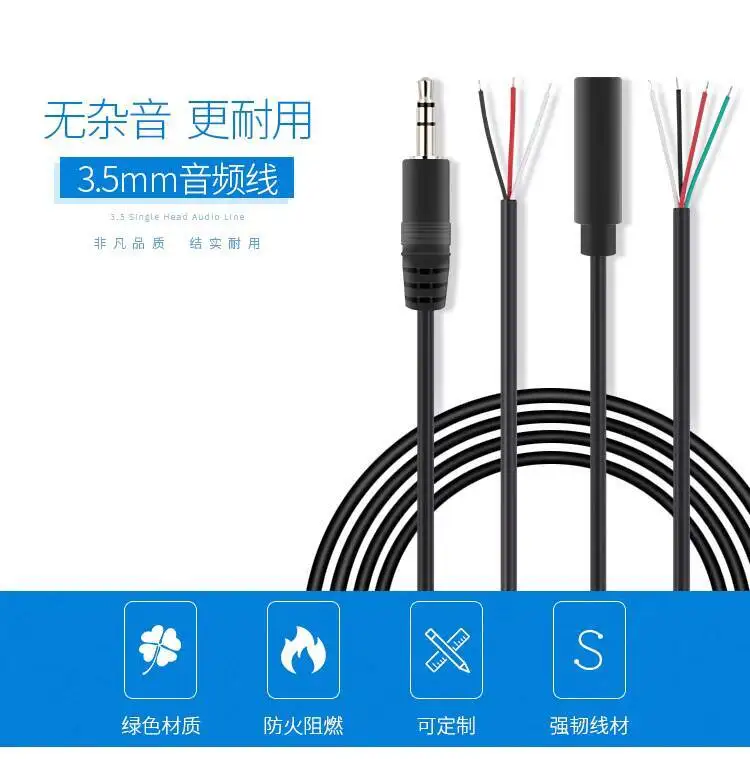 1 Stück 3,5-mm-Audiokabel AUX Einzelstecker 3-teilig Stecker auf Buchse Stereo 4 Aufnahmemöglichkeiten – Detail 2