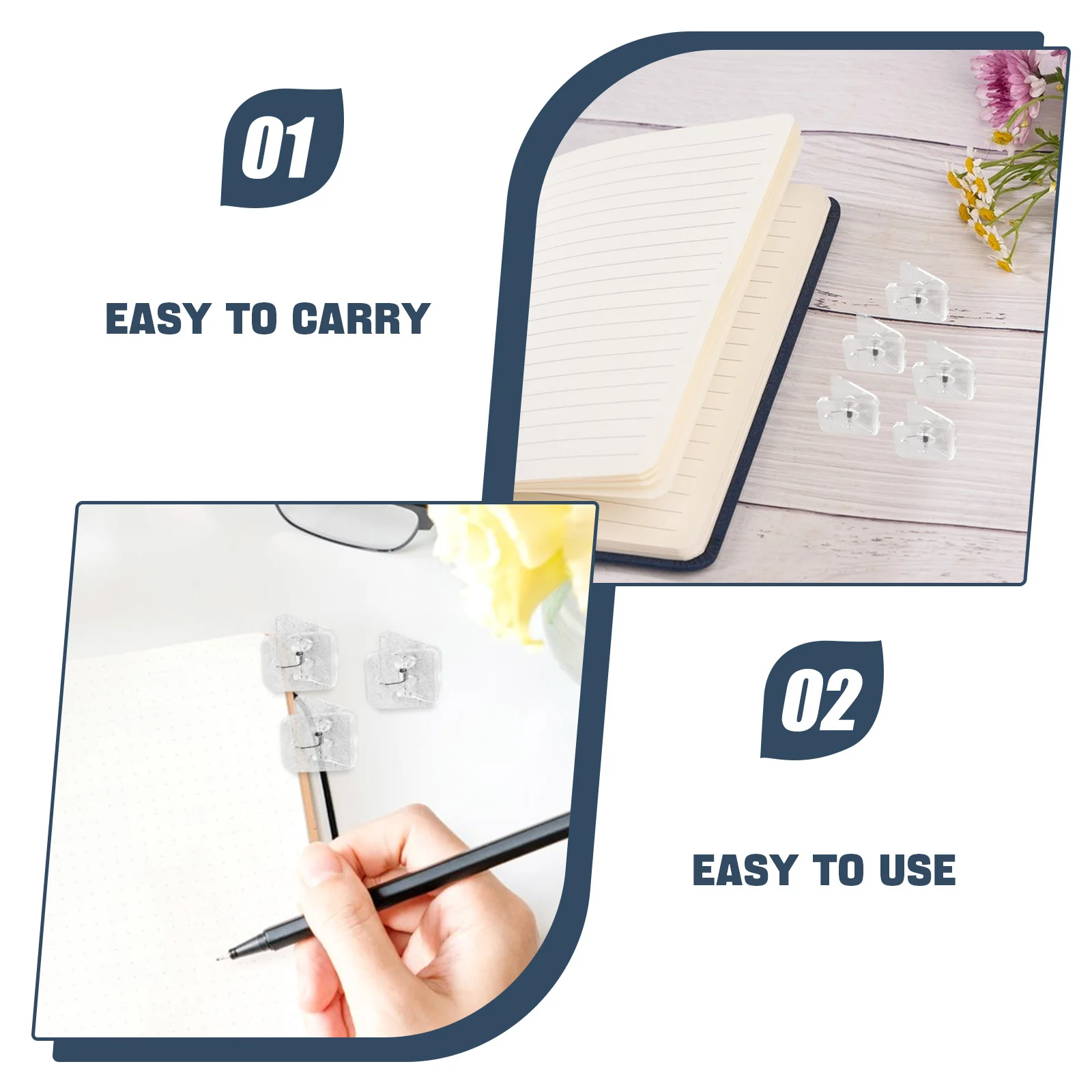 40Pcs Document Binder Clips Plastic Paper Clamps Strong Grip Office School File Organizer Paper Fastener Clips Reusable