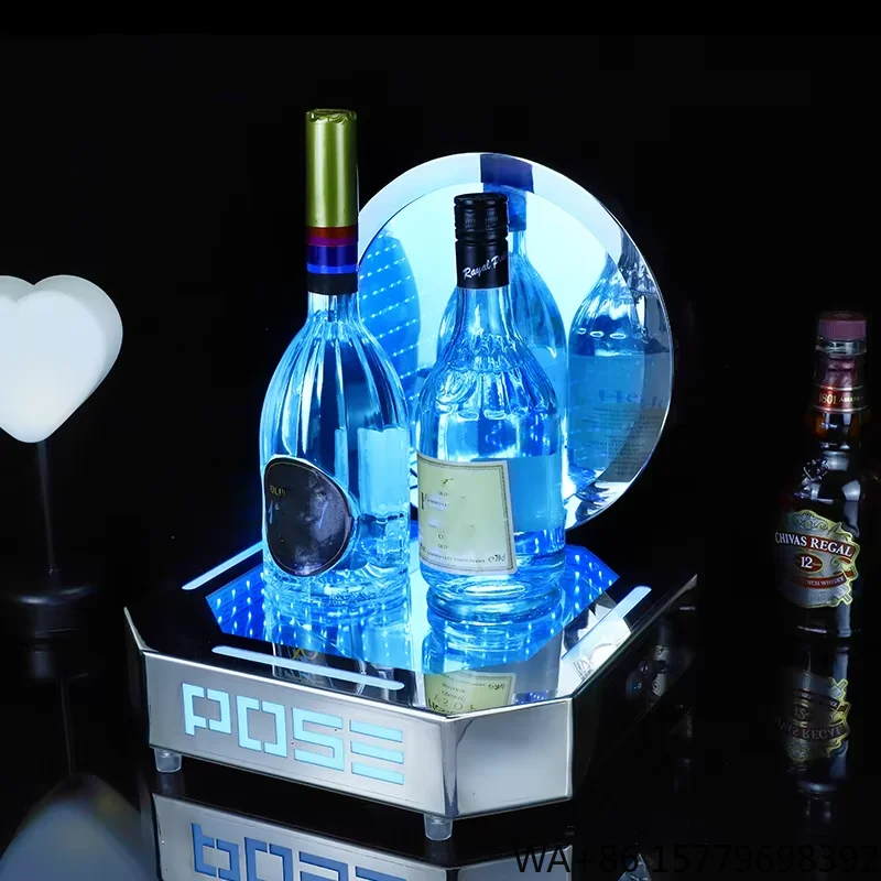 Customized LED Bottle Glorifier Display Stand with Rechargeable Lighting, VIP Wine Presenter for Bars & Nightclubs