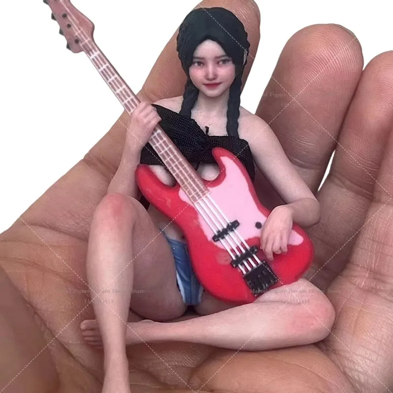 

Customized 1/16 1/18 1/12 1/10 Scale GK Painting Resin Sculpture Guitar Girl Miniature Figure Dolls Scene Prop Car Display Decor