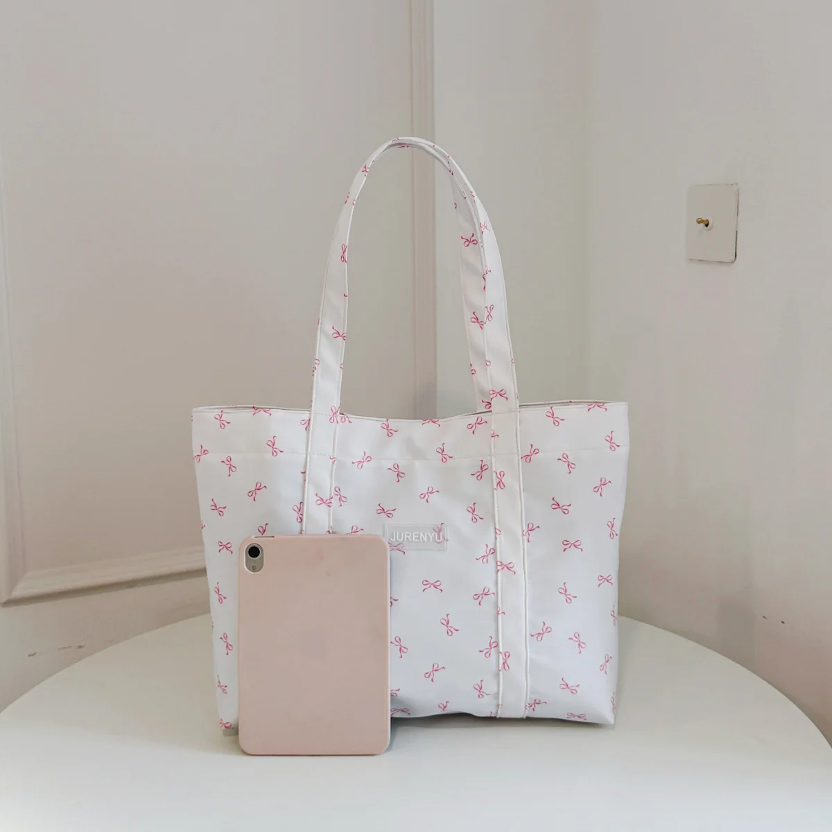 Casual Fashion Women Handbag Bow Print Solid Large Capacity Tote Bag Lightweight Shoulder Bag for Daily Commute Shopping - view 3