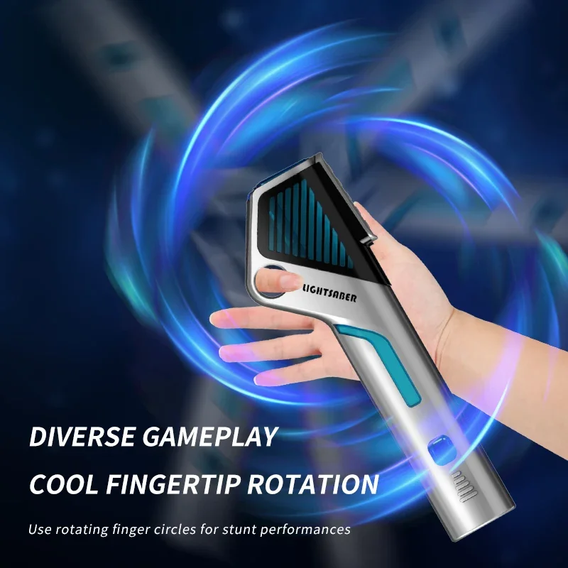 Lightsaber Sword Toy Colorful Glowing Sound Effect 2-in-1 Rotating Decompression Telescopic Light Sword Kids Adult Toys