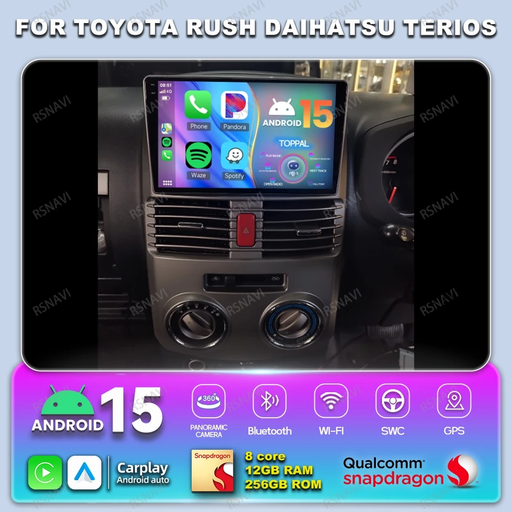 

Android 15 Car Radio For Toyota Rush DAIHATSU TERIOS Navigation DVD Multimedia BT Autoradio Stereo Wireless Carplay Auto QLED