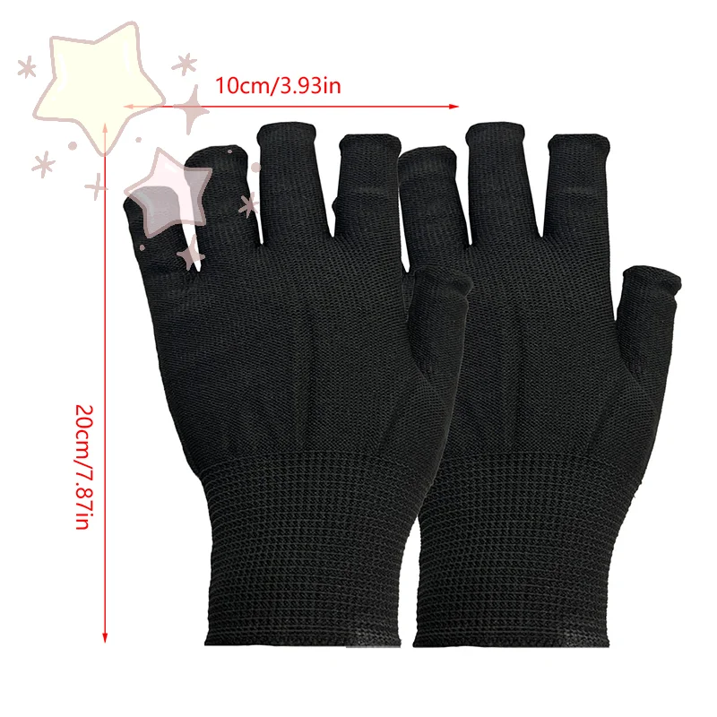 1 زوج المضادة للأشعة فوق البنفسجية الأسود رقيقة قفازات الأظافر أصابع مانيكير أدوات الرسم LED مصباح مجفف الأظافر درع