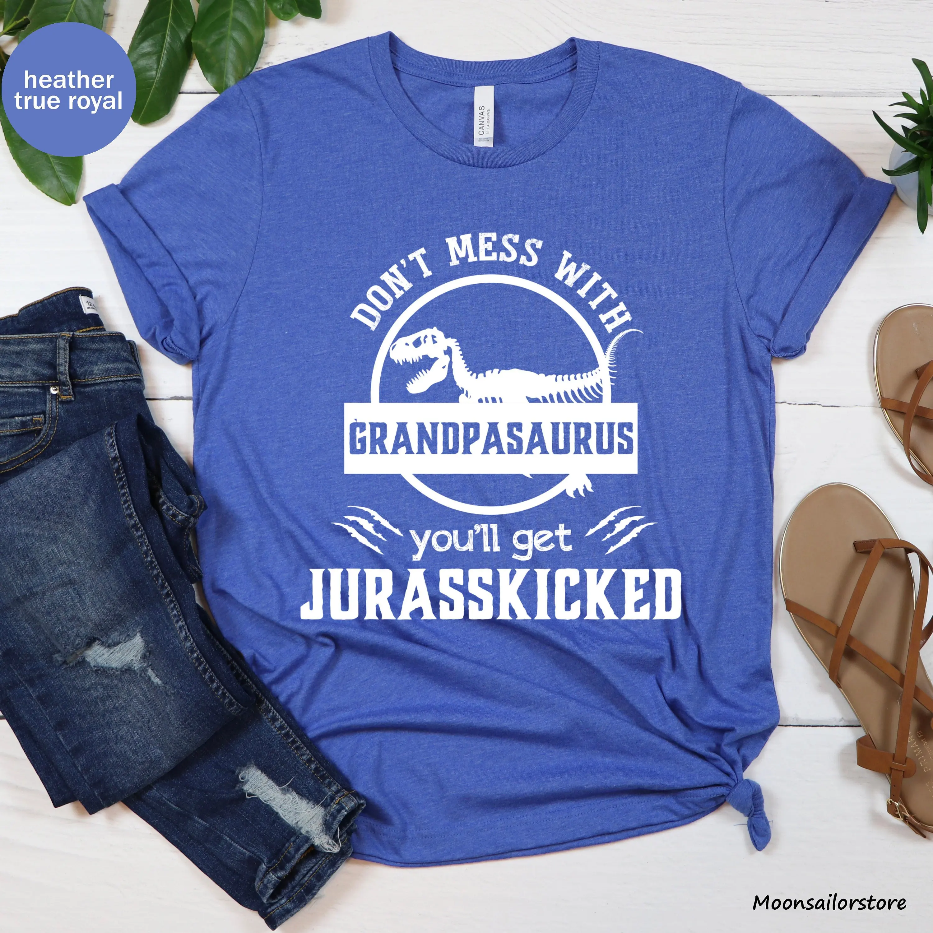 Don'T Mess With Grandpasaurus T Shirt Grandpa Birthday Jurassic Family Dinosaur Grandfather