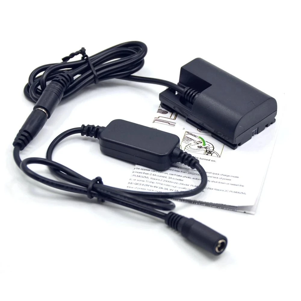 12V-24V Step Down Cable DR-E6 Full Decoded DC Coupler LP-E6 Dummy Battery for Canon EOS 5D 6D 7D 60D 70D 80D 5D3 5D4 5DS Camera