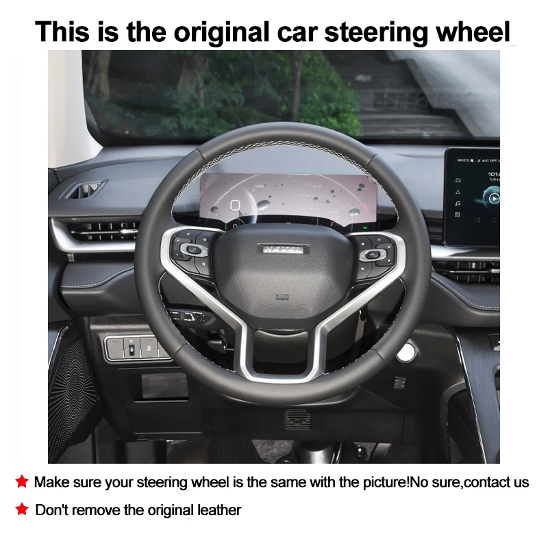 Hand Sewing Car Steering Wheel Cover Wrap Volant For Haval H6 3rd Generation 2021 2022 2023 Braid on Steering-Wheel Protector