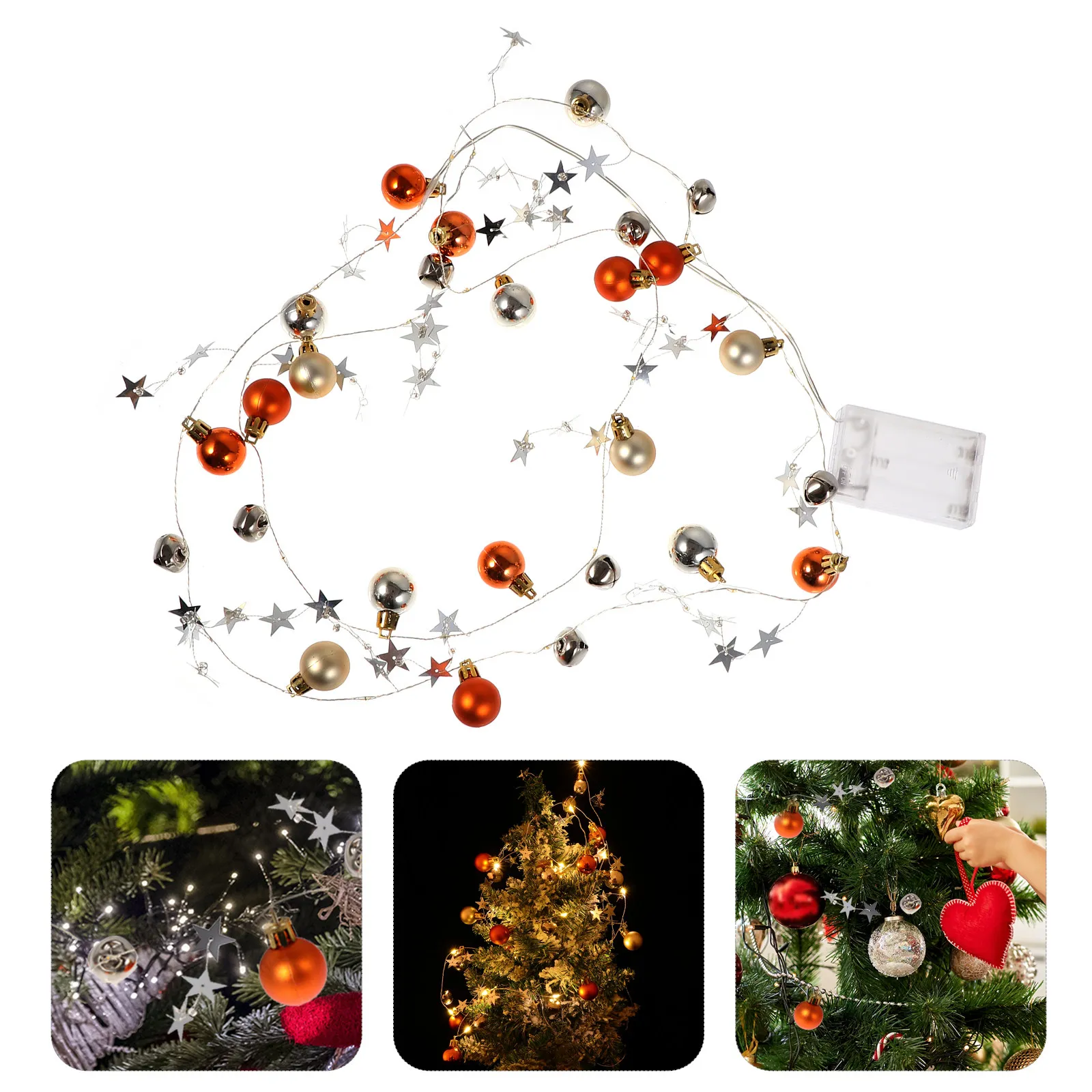 

1 шт. Рождественская гирлянда-колокольчики со светодиодами, 20 лампочек, теплый белый свет, подвесное новогоднее украшение для сада, вечеринки, магазина, праздника