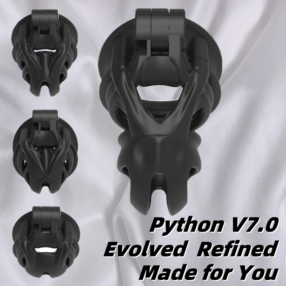 18+ Slave Python V7.0 EVO 3D Printed Cobra Cock Cage Mamba Male Chastity Device Double-Arc Cuff Penis Ring Adult Sex Toys