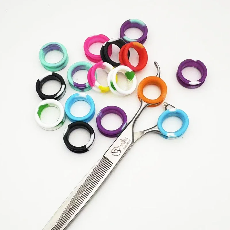 Pet scissors accessories, soft silicone finger rings, ring sleeves,60pcs colorful mixed colors anti slip and comfortable
