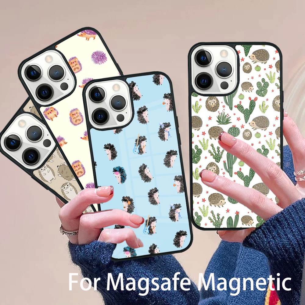 

Prickly Hedgehog Cute Cartoon Phone Case Magesafe Magnetic Wireless Charge Cover For IPhone 16 11 12 13 14 15 Pro Max Plus Mini