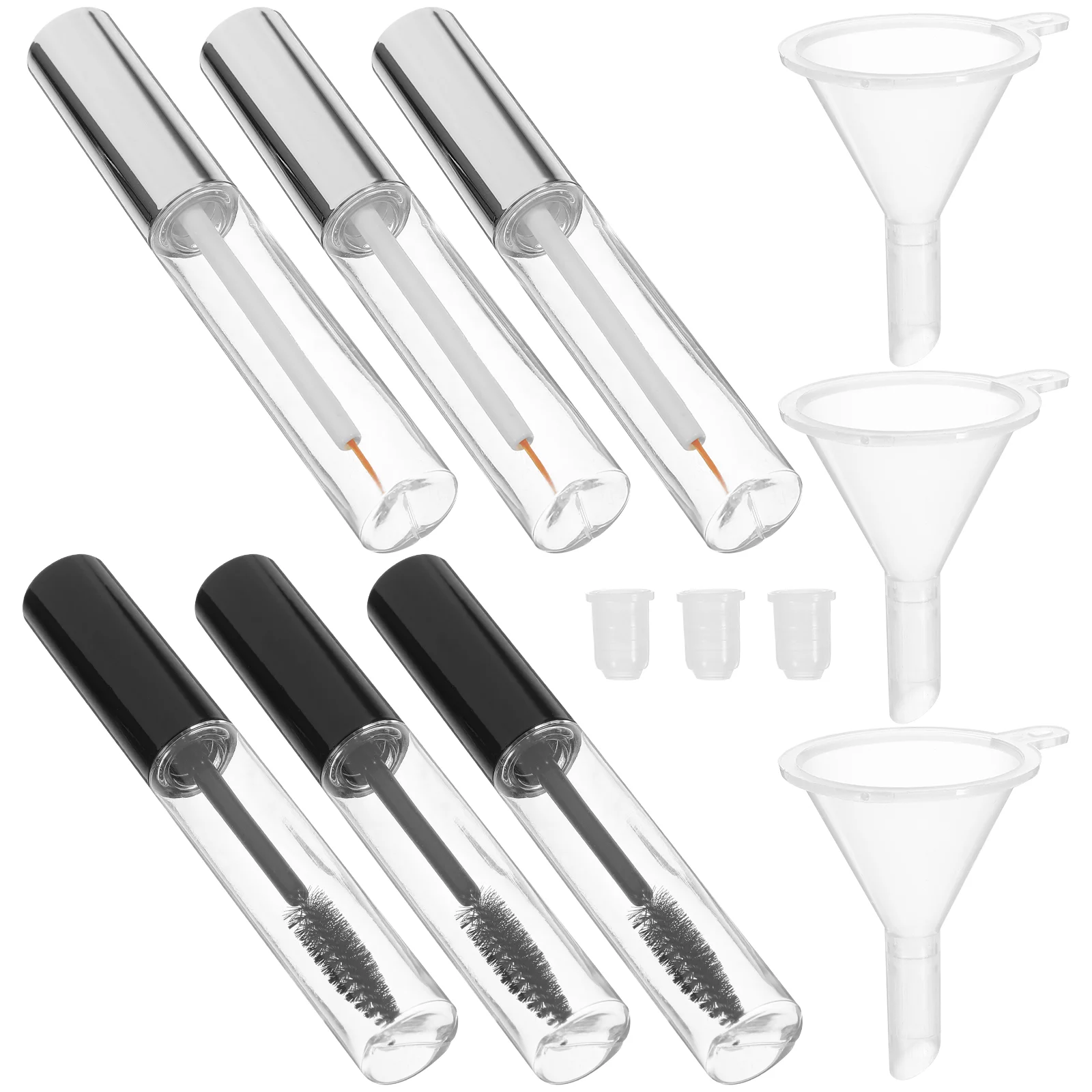 Conteneur de mascara transparent pour cils africains, bouteille de mascara bricolage, entonnoir en verre, brosse à cils, récipient à crème, 3 pièces