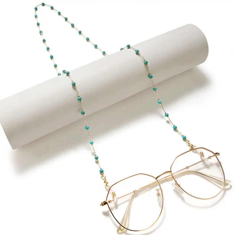 Turquoise Beads Glasses Chain Beaded Neck Strap Eyeglass Holder Necklace Anti-Lost Hanging Neck Eyeglass Chain Holder