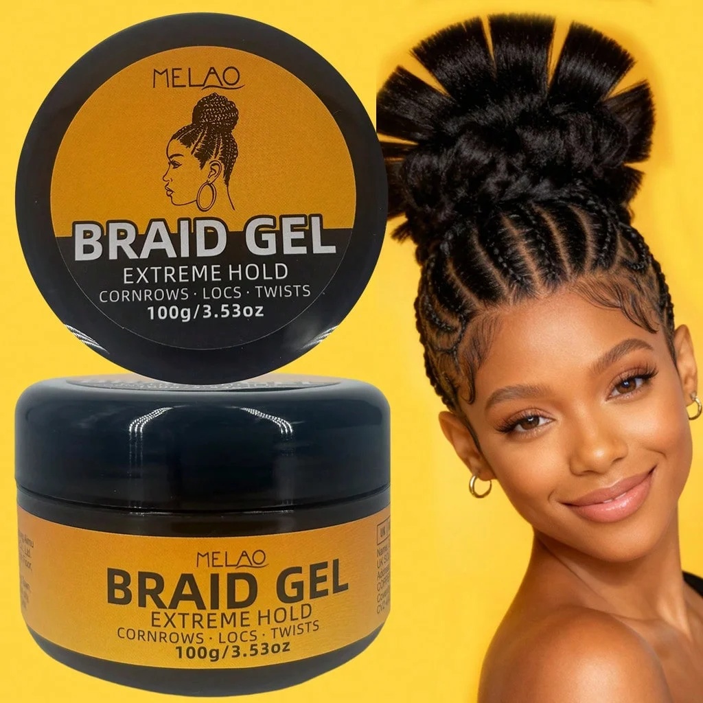 MELAO BRAID GEL, Extreme Hold Styling Gel, for Cornrows, Locs, Twists, Dreadlocks & Braided Hairstyles, Long Lasting Strong Hold
