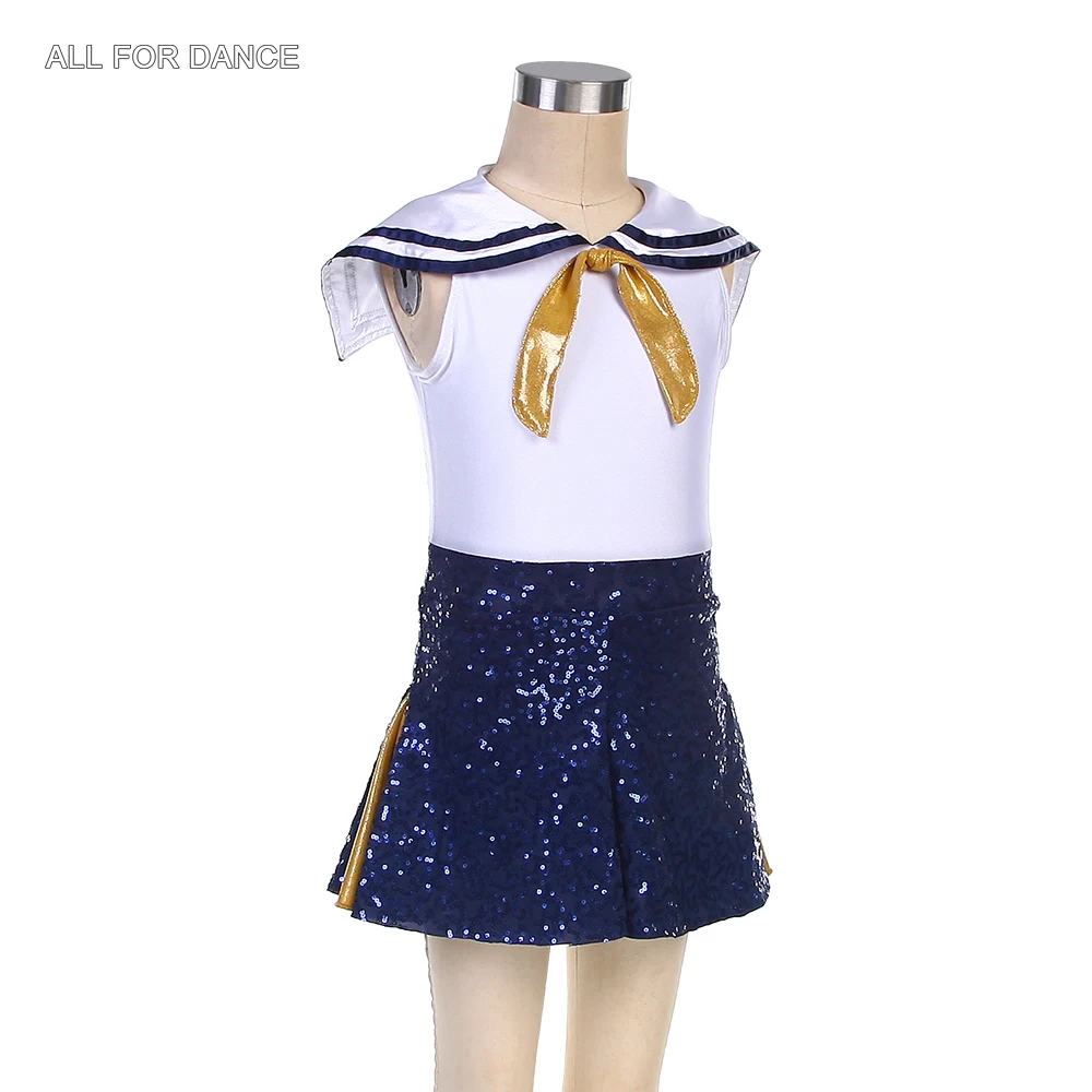 

25068 Новые балетные костюмы, белый топ из спандекса, лиф с темно-синей юбкой, детский балетный танцевальный костюм, танцевальная одежда для выступлений