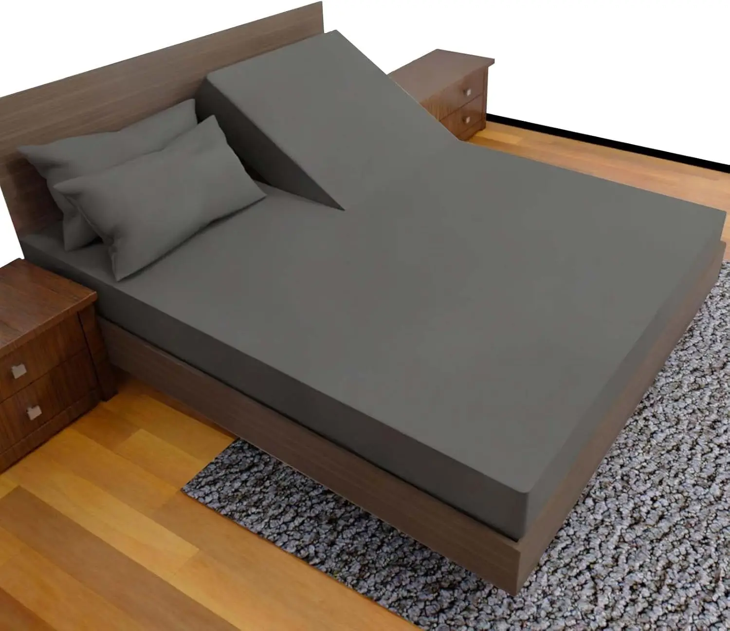 

4-Piece King Split Top Sheet Set - 16" Deep Pocket, Wrinkle-Free, Fits Adjustable Beds (Dark Gray)