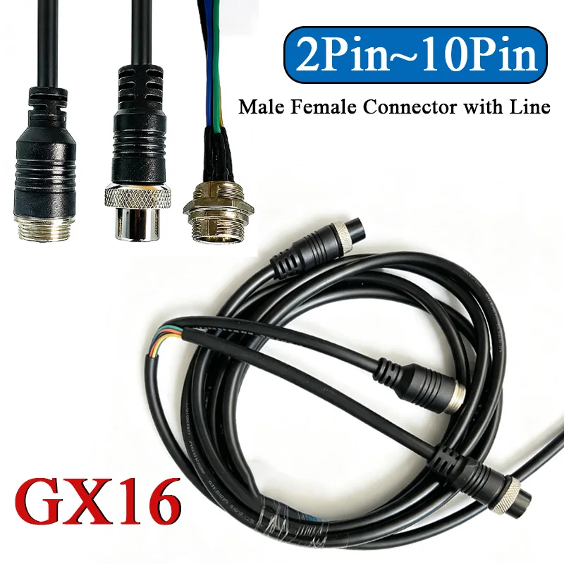 16MM GX16 2Pin 3Pin Aviation Plug Cable Male Female Connector 4Pin-10Pin Aviation Plug Socket Extension Cord with 30cm-3M Line