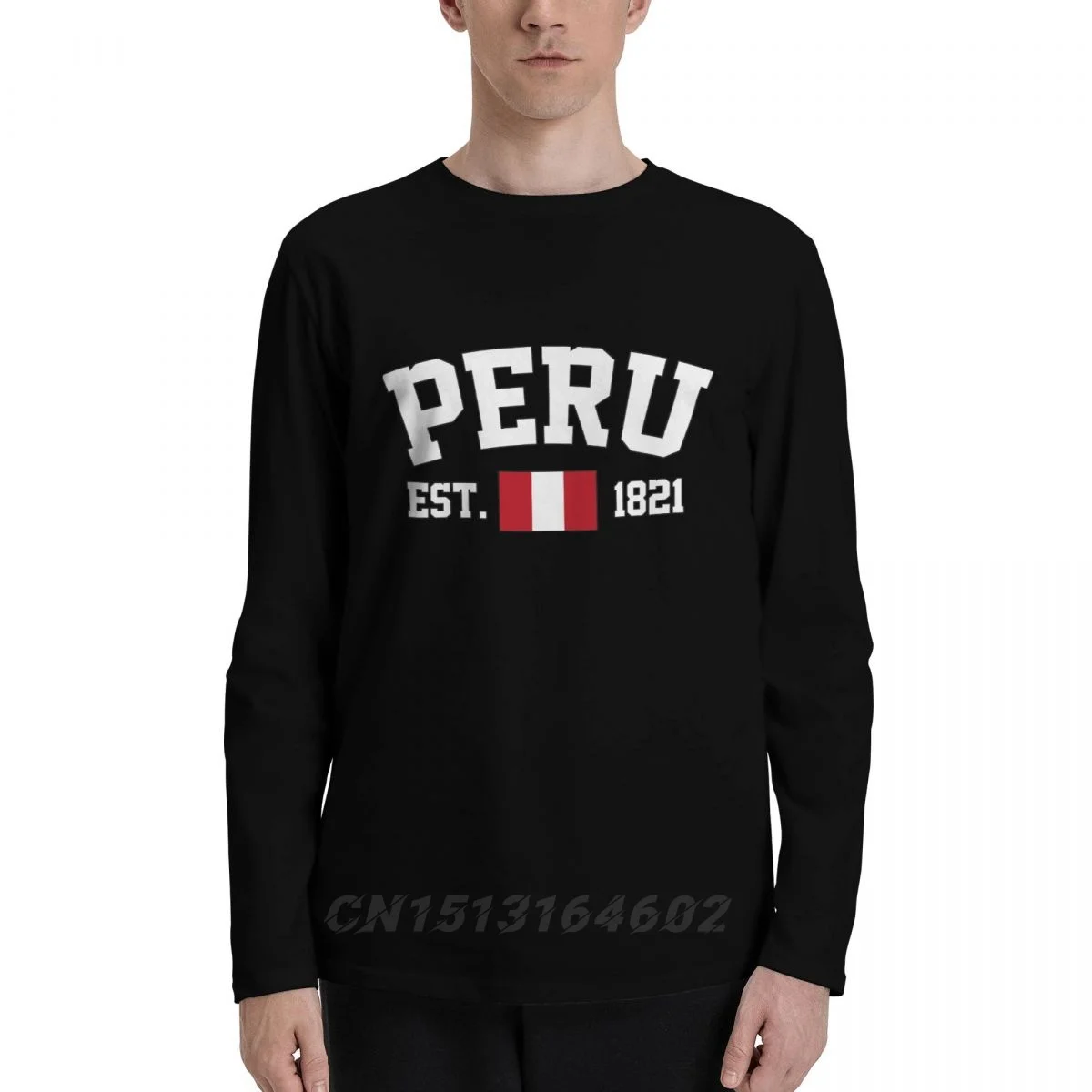 100% Cotton PERU Flag With EST. Year Long Sleeve Autumn T shirts Men Women Unisex Clothing LS T-Shirt Tops Tees