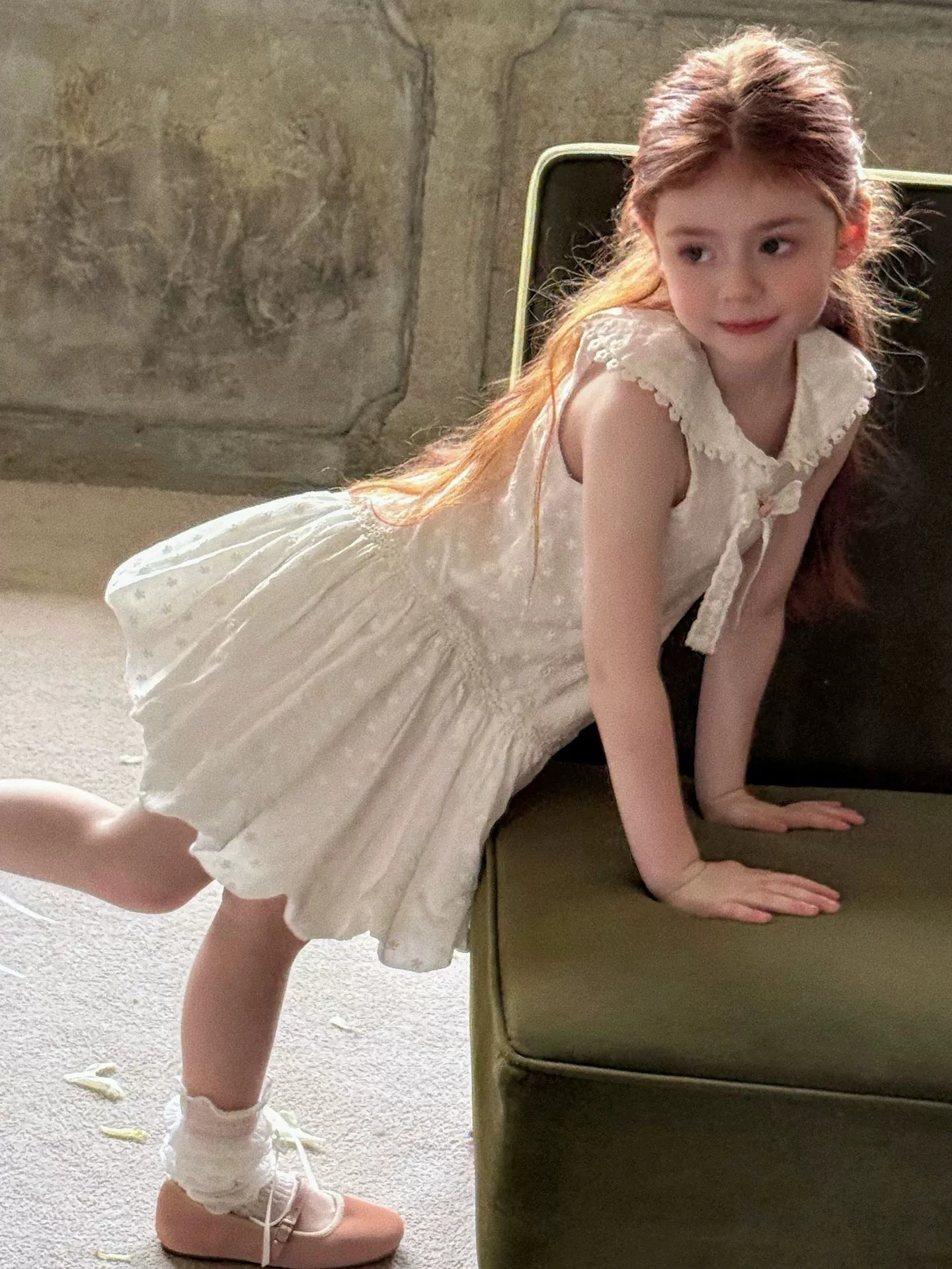 2026 Spring Summer New Children Clothing Korean Girls French Style Jacquard Dress Children Puff Flower Bud Dress