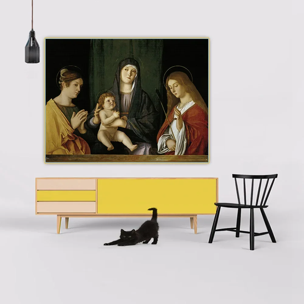 Citon Giovanni Bellini 《La Virgen y el Niño entre dos Santos》 lienzo pintura al óleo imagen pared fondo decoración decoración del hogar