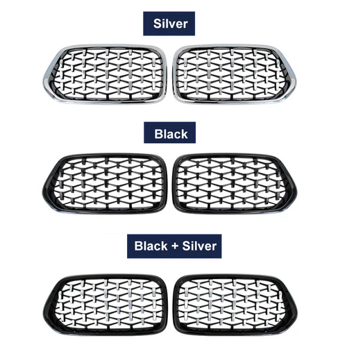 Imagen 2 del producto Recambio de rejilla delantera de riñón doble para BMW, accesorio fabricado en plástico ABS de alta calidad, estilo meteorito, diamante, modelos X2 y F39, años 2018, 2019, 2020 y 2021