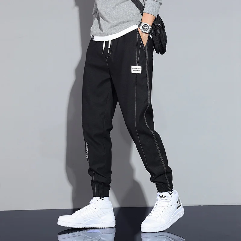 Pantalon de Jogging pour Homme, Streetwear Japonais Harajuku, Survêtement Vert et Noir, Décontracté, Longueur Rinçage, Été