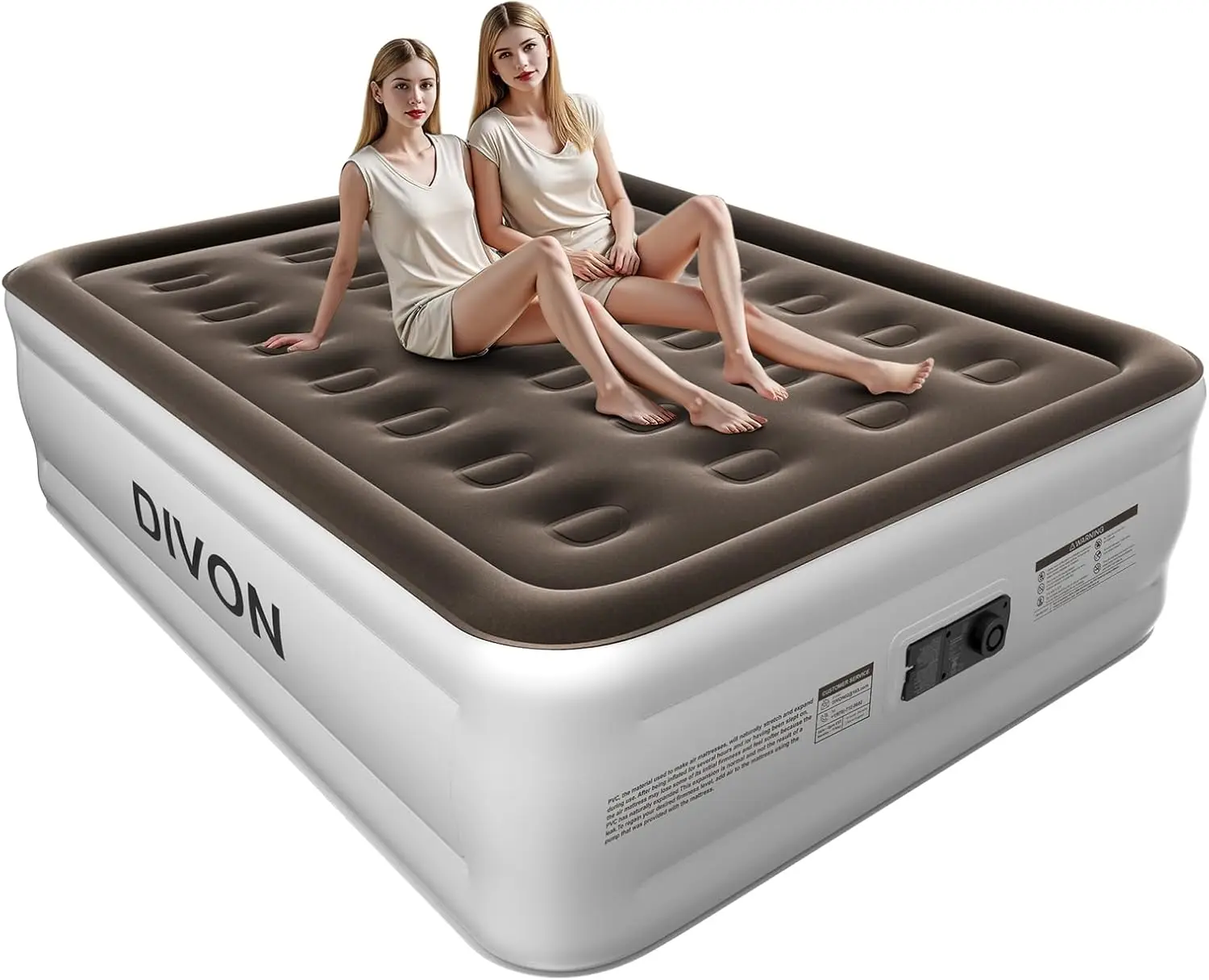 Self-Inflating Air Mattress with Built-in Pump, 2-Minute Setup, 18'' Height for Adults, Portable Bed for Camping & Guests, Brown