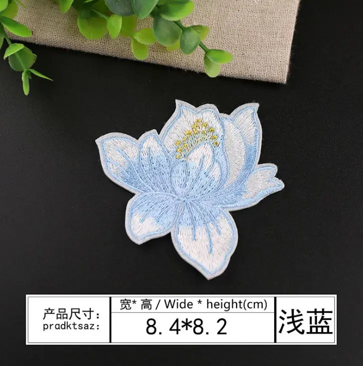 New arrival 10 pcs water lily Embroidered patches iron on popular clothing bag hat shoe Motif  Applique embroidery accessory