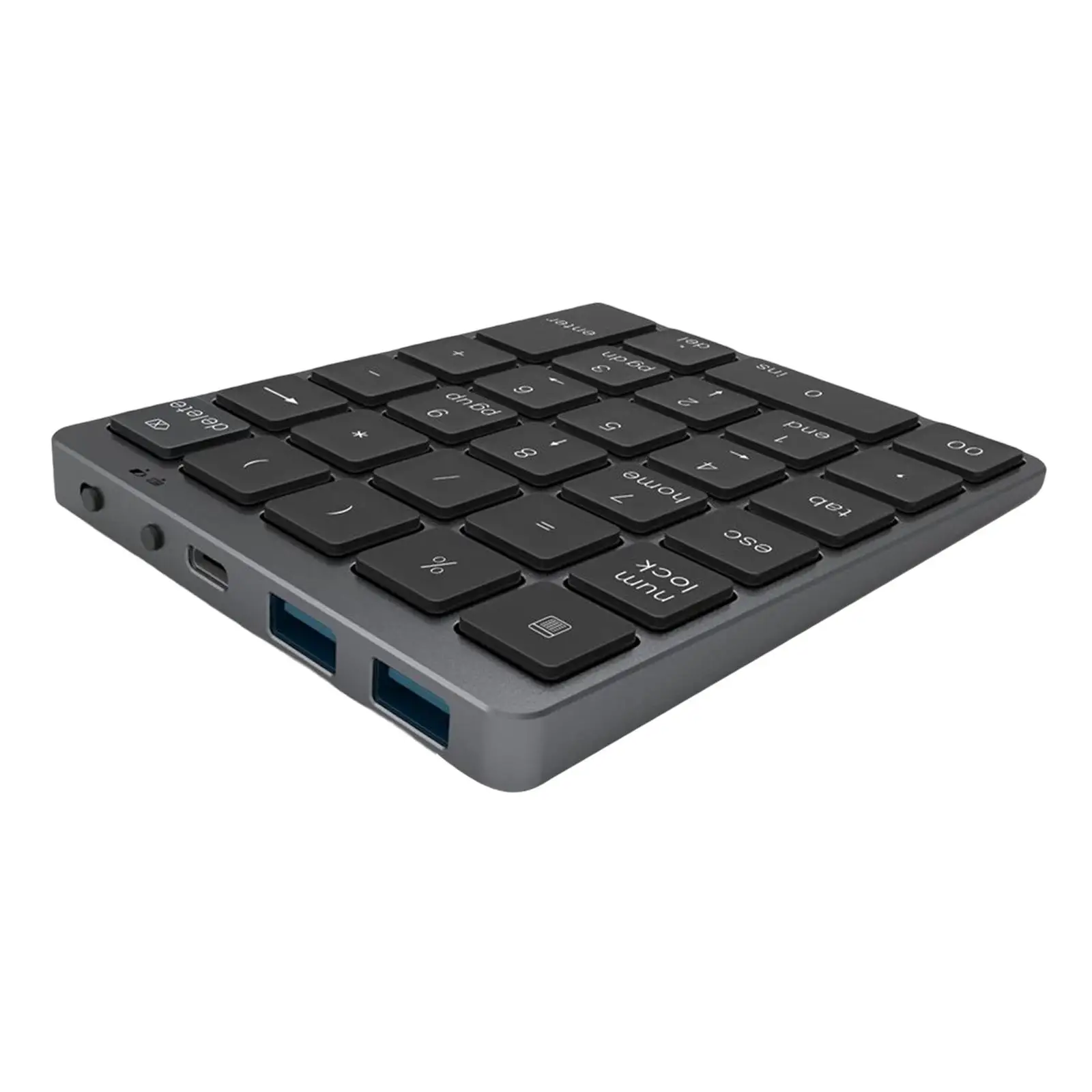 28 Keys Bluetooth Numeric Keypad with USB3.0 Hub Wireless External Number Pad for Laptop