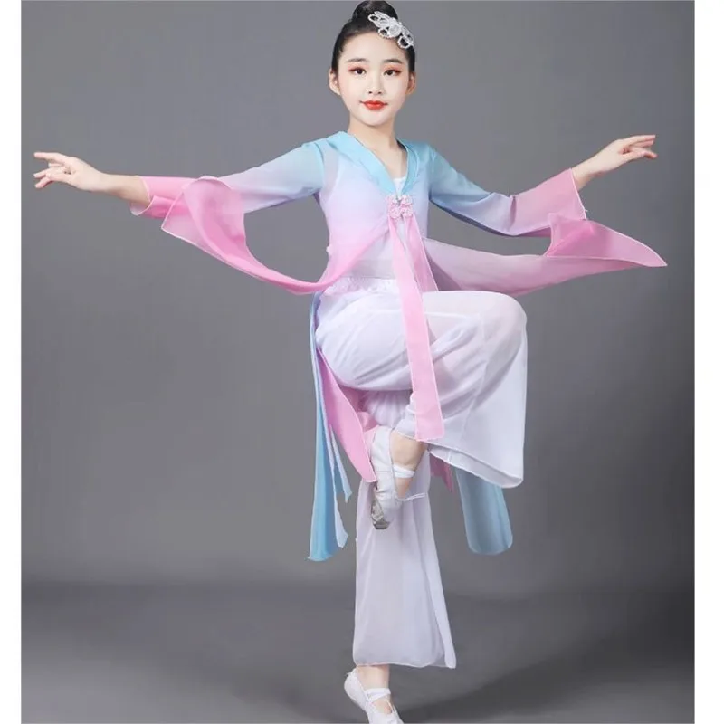 2023 New Children's Classical Dance Training Clothes Dancing Uniform Chinese Folk Dance Gradual Change Performance Clothes LE712