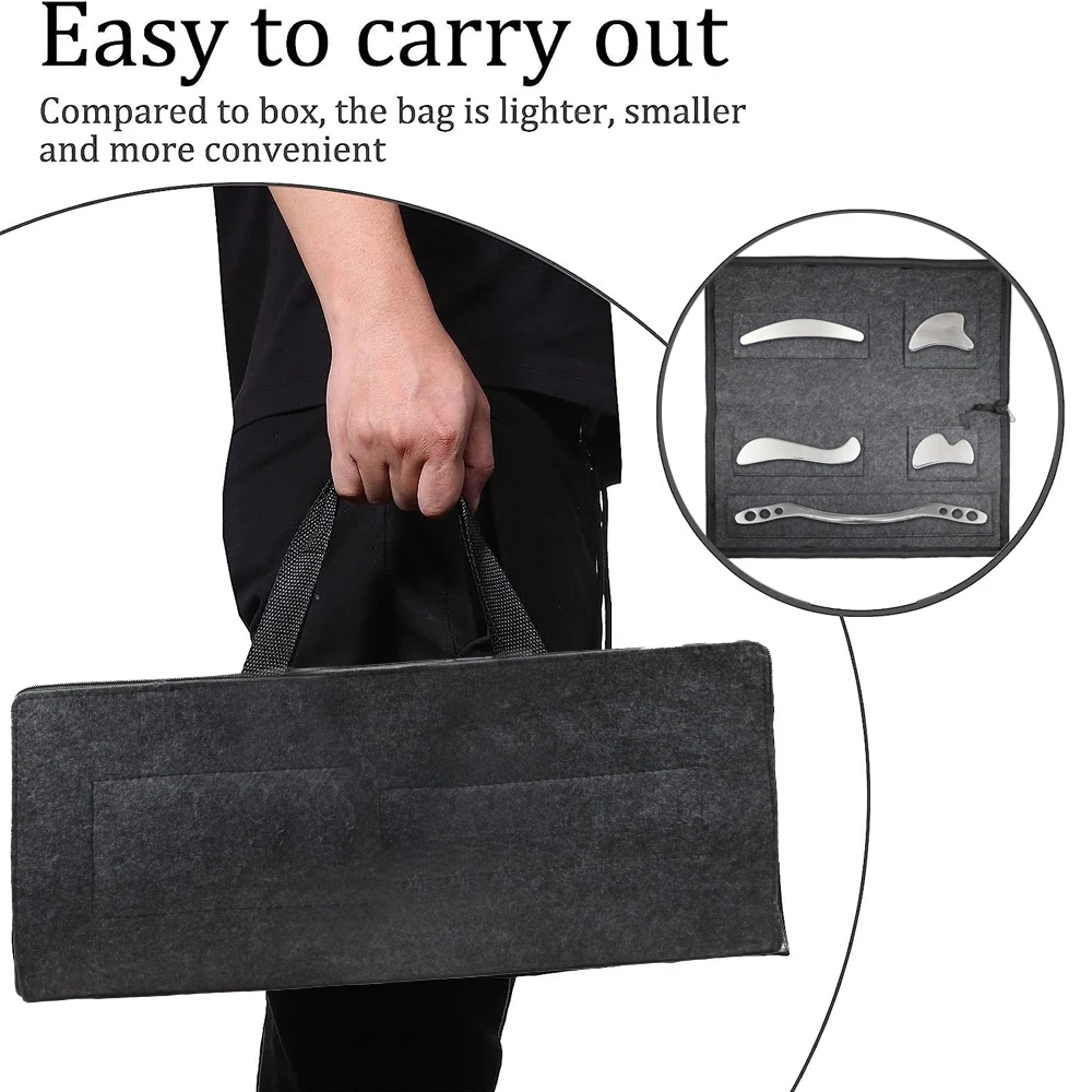 مجموعة أدوات تدليك كشط غوا شا من الفولاذ المقاوم للصدأ مكونة من 5 قطع - مجموعة أدوات IASTM - أداة تعبئة الأنسجة الناعمة الرائعة للعلاج الطبيعي