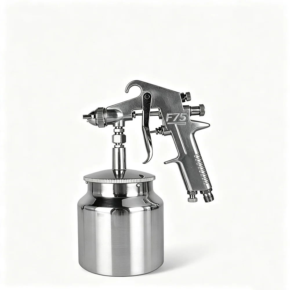 F‑75 Spray Gun 1.5mm Nozzle with Paint Cup W‑77 Adjustable Paint Sprayer for Auto Furniture Parts Surface Spraying Work
