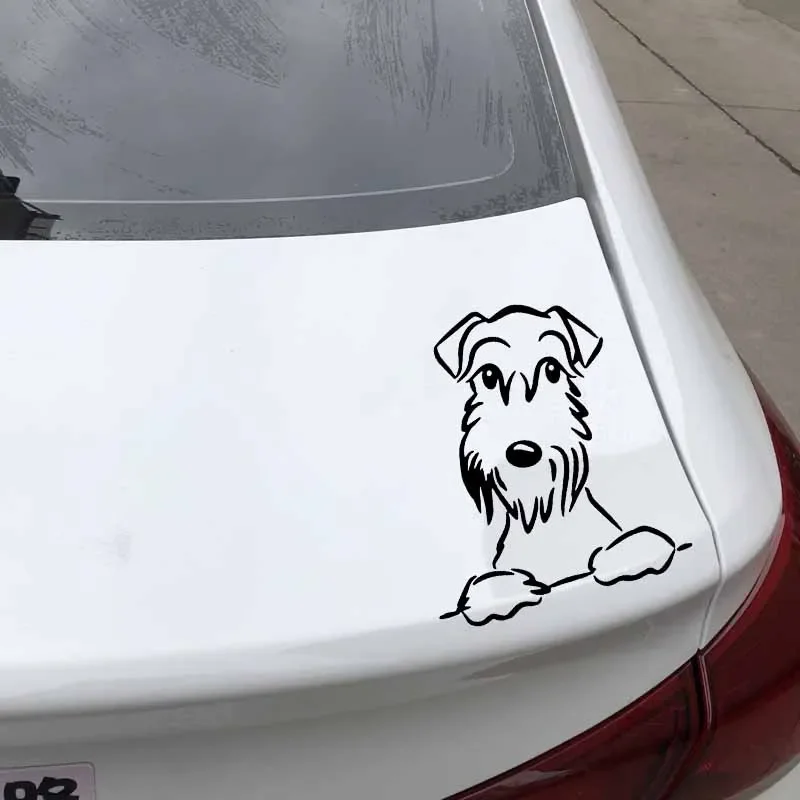 FUYOOHI Cute Schnauzer Dog Car Sticker Funny Vinyl Decal Car Window Black/White PVC Decor