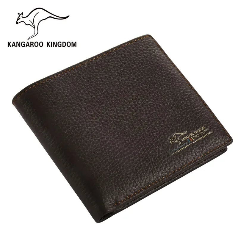 Kangaroo Kingdom กระเป๋าสตางค์ผู้ชายหรูหรากระเป๋าสตางค์หนังแท้กระเป๋าสตางค์สั้นแบรนด์ที่มีชื่อเสียงกระเป๋าสตางค์บาง