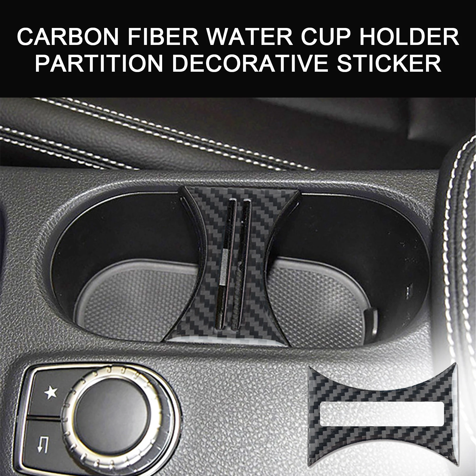 For Benz A GLA CLA Class W176 X156 C117 2014 2015 2016 2017 Mercedes Carbon Fiber Interior Water Cup Holder Decor Covers Trim