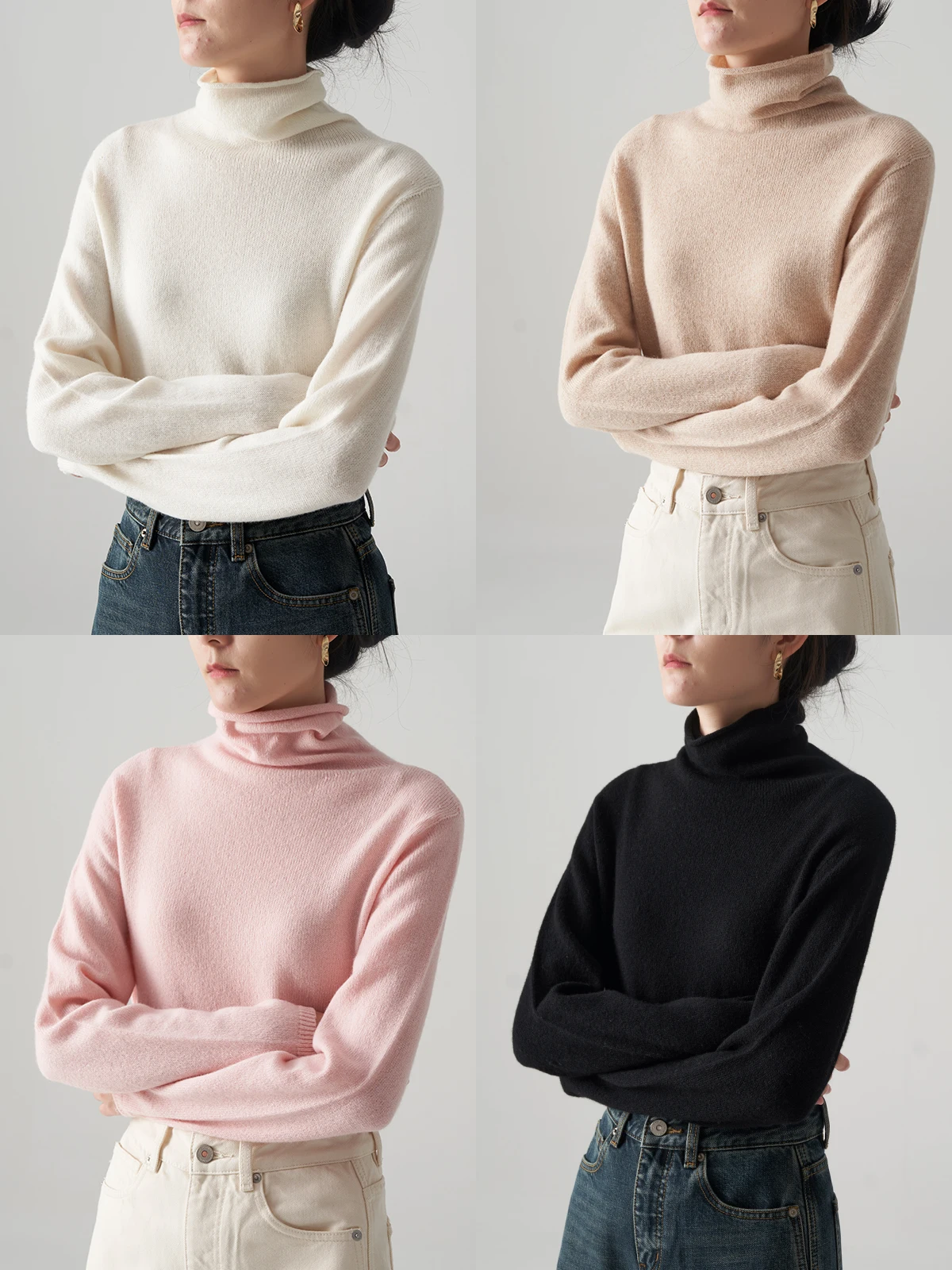 

Shallow Streams Pear Turbulence 100% Seamless Integrated Wool Knit High Collar Women's Base Shirt Casual Style Long Sleeve