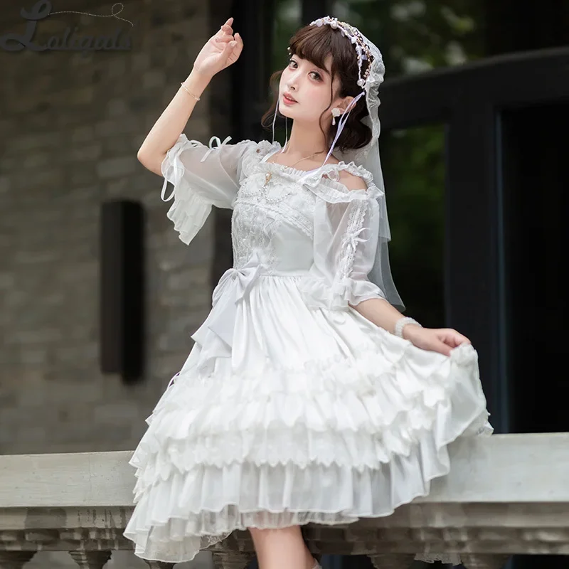 The Queen of Love ~ Elegant White Sleeveless White Lolita Princess Dress w Veil by Yomi