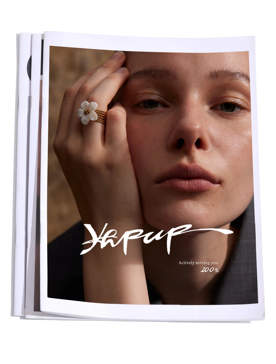 Yhpup Thicker Natural Shell Flower Open Gold Color Ring Fashion Stainless Steel Stylish Exquisite Waterproof Finger Jewelry