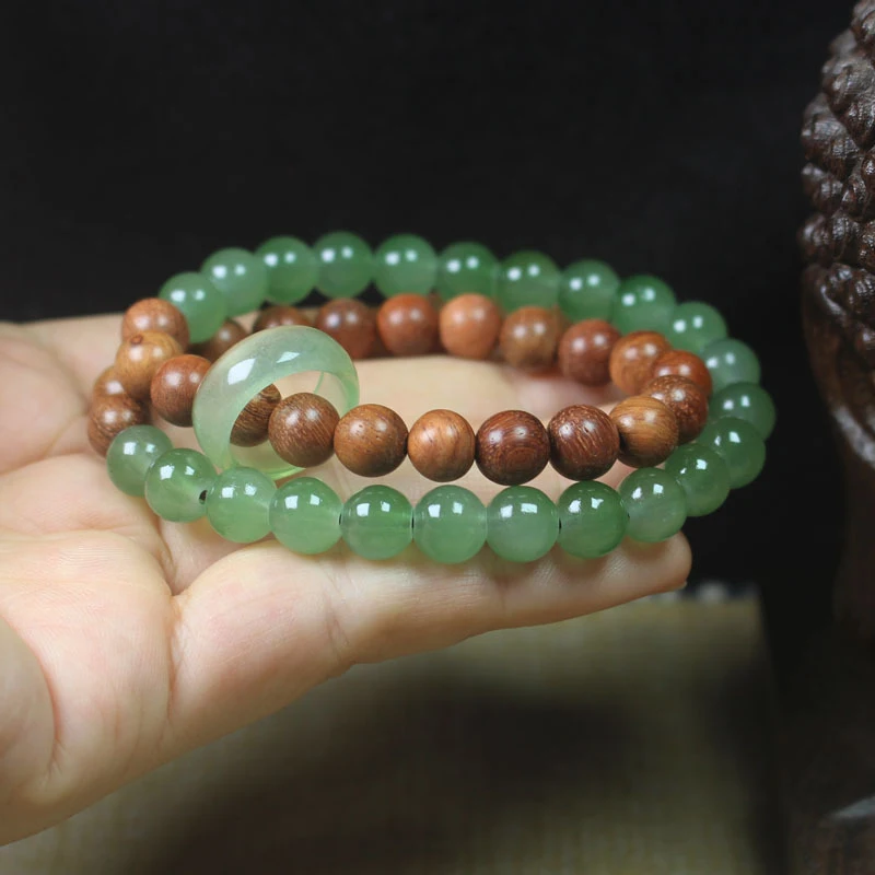 Burmese rosewood double-loop bracelet, women's simple Buddhist prayer beads, decorative jewelry gift
