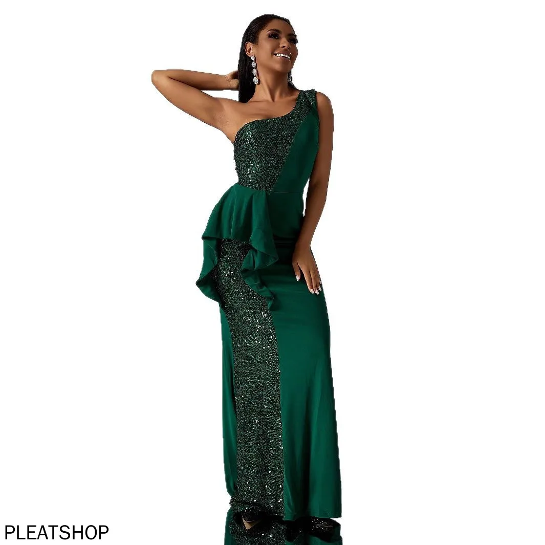 Robe de soirée de Banquet, asymétrique épaule dénudée, sans manches, coupe cintrée, longue portefeuille, mode européenne et américaine