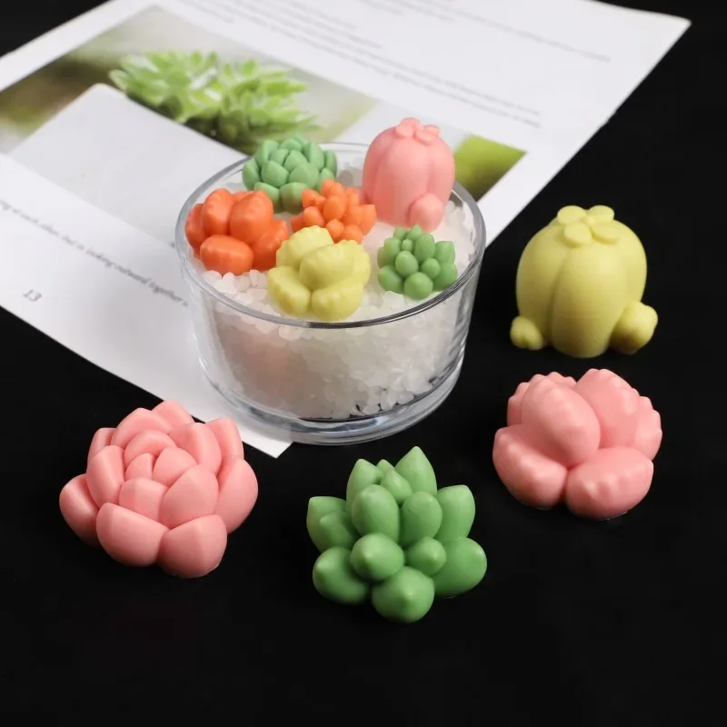 Große Sukkulenten-Blumen-Kerzenform aus Silikon DIY Pflanzen-Blumen-Schokoladen-Kuchen-Seife-Gips-Zement-Bastelform Feiertagsgeschenk