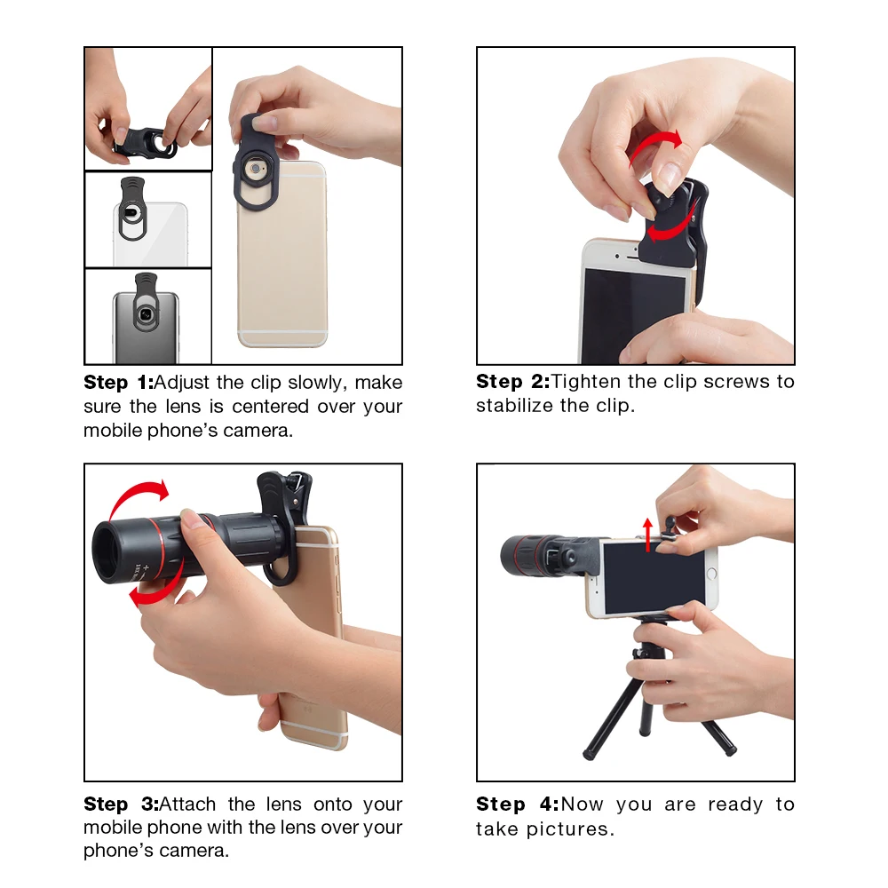 Mobile Phone Lenses 18X Telescope Monocular Zoom Camera Lens for IPhone 7 Samsung S8 with Tripod&Bluetooth Remote Control
