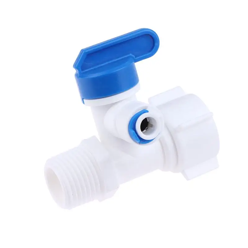 For RO Water Filter System Home Kitchen 1/2 Thread To 1/4 3/8 Quick Connect Water Purifier Diverter Valve RO Feed Ball Valve