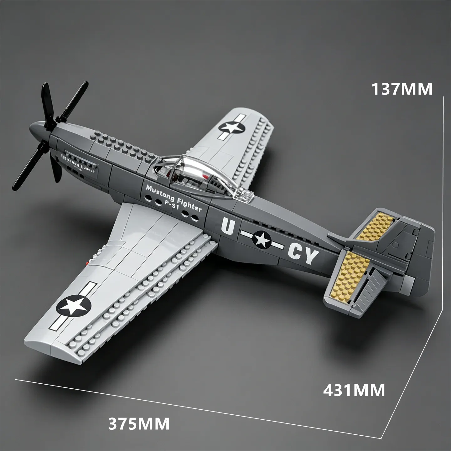 U.S. P-51 Mustang Propeller-Driven Fighter Plane Building Blocks: Bomber Model Educational Toy