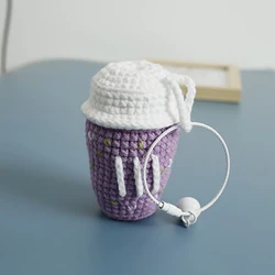 Creative Coffee Cup Crochet Keychain For Bag Pendant Cute Knitting Cup Keyrings Handmaking Knitted Keychains Custom Accessories