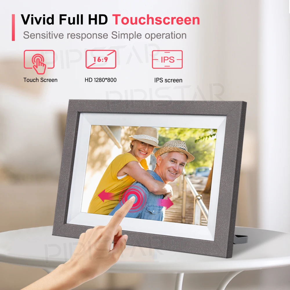 إطار صور رقمي مقاس 10.1 بوصة من Frameo إطار صور رقمي ذكي واي فاي، شاشة لمس 1280 × 800 IPS عالية الوضوح، ذاكرة 32 جيجابايت